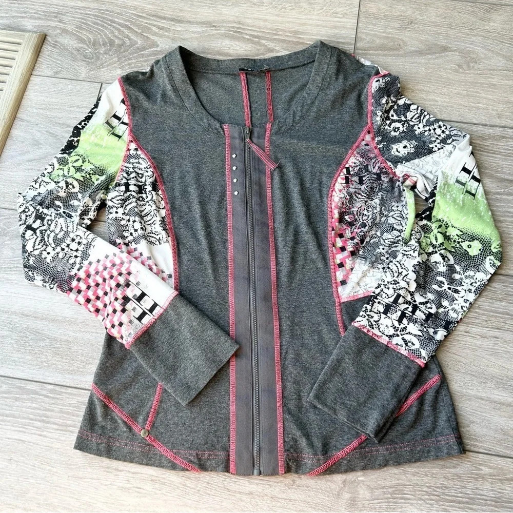 Taifun Grey Jersey Fabric Full Zip Long Sleeve - Picture 4 of 14